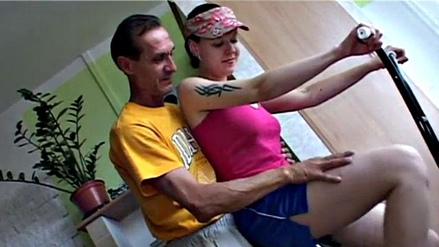 Petite teen rammed by old man cock