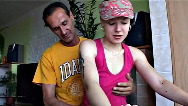 Petite teen rammed by old man cock