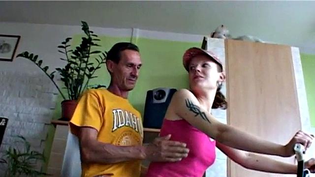 Petite teen rammed by old man cock