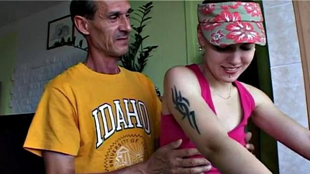 Petite teen rammed by old man cock