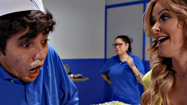 Nasty busty MILF banged in wet pussy after sucking