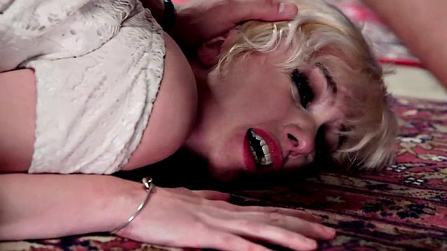 BDSM skinny babe whipped and fucked in FFM threeway