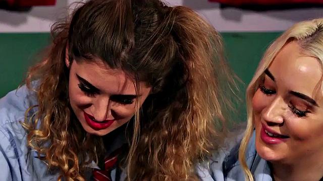 British CFNM cheerleaders dominate & jerk off lucky collegegirl in HJ group