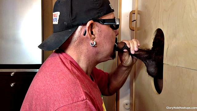 intense milking action at the gloryhole drives him wild