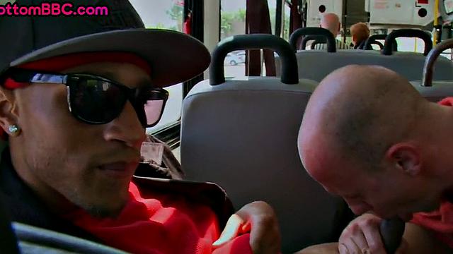 Black thug picked up to penetrate white bottom in public bus