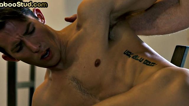 Hairy gaydaddy fucks stepson's greedy asshole till cumshot