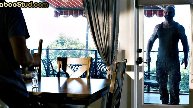 Hairy gaydaddy fucks stepson's greedy asshole till cumshot