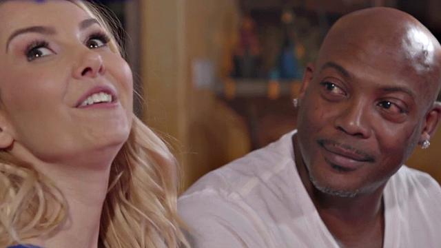 Booty housewife rides interracial duo before facial