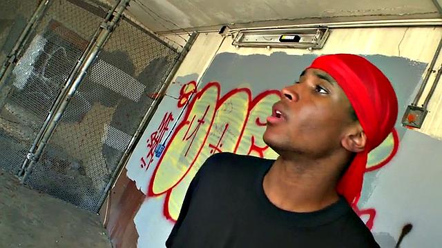 Ebony bottom picked up and drilled outdoors for cash