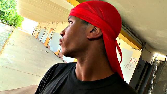 Ebony bottom picked up and drilled outdoors for cash