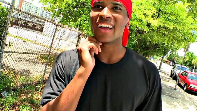 Ebony bottom picked up and drilled outdoors for cash