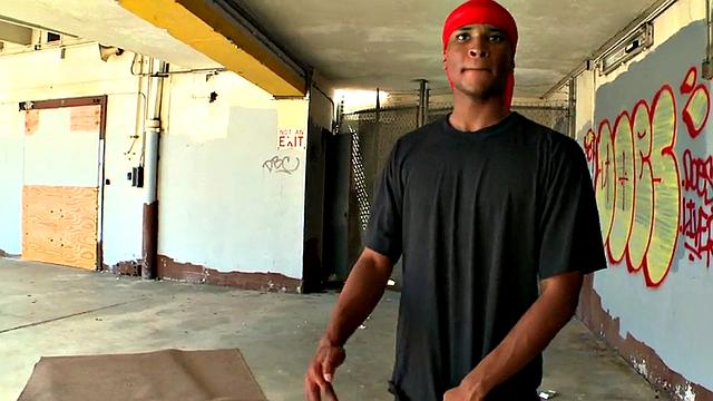 Ebony bottom picked up and drilled outdoors for cash