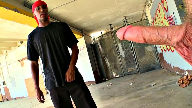 Ebony bottom picked up and drilled outdoors for cash