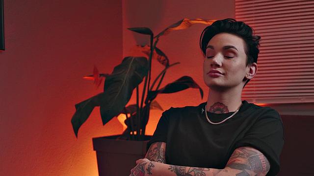 CFNM tattooed brunette gags on priest's big cock in uniform