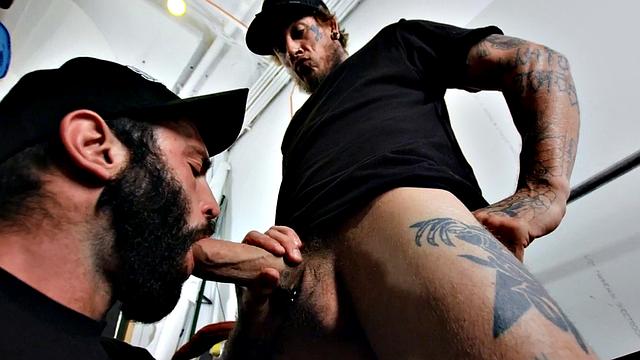 Pierced gay fucks stud in anal hole hardcore