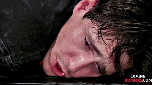 Cruel femdom lady dominates over loser