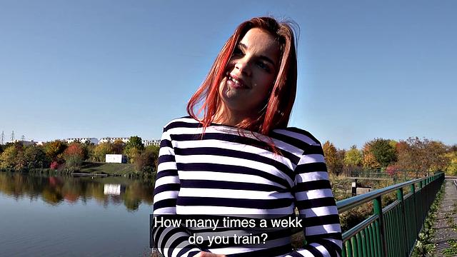 Russian fitness babe rides a big cock