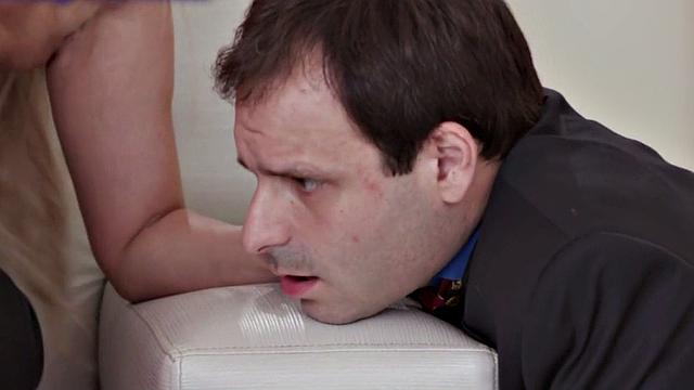 Blonde MILF humiliates her hubby with pussy licking and hardcore fucking during kinky affair