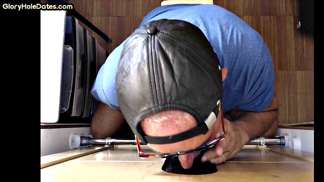 Homemade IR gloryhole bottom barebacked by black cock