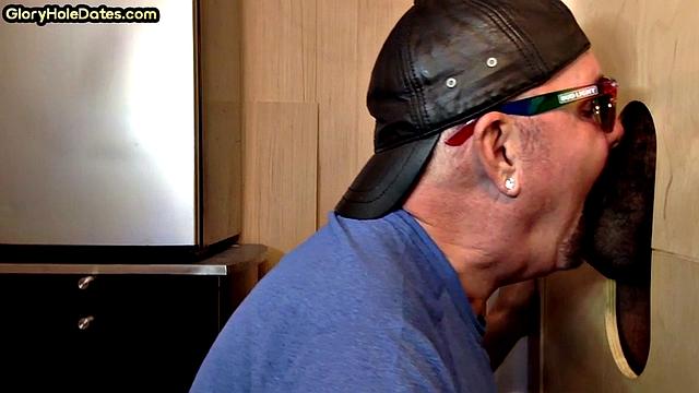 Homemade IR gloryhole bottom barebacked by black cock