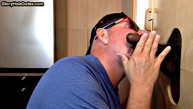 Homemade IR gloryhole bottom barebacked by black cock