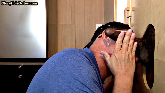 Homemade IR gloryhole bottom barebacked by black cock