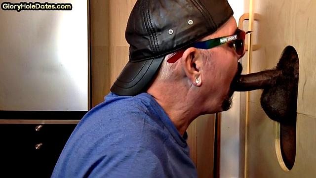 Homemade IR gloryhole bottom barebacked by black cock