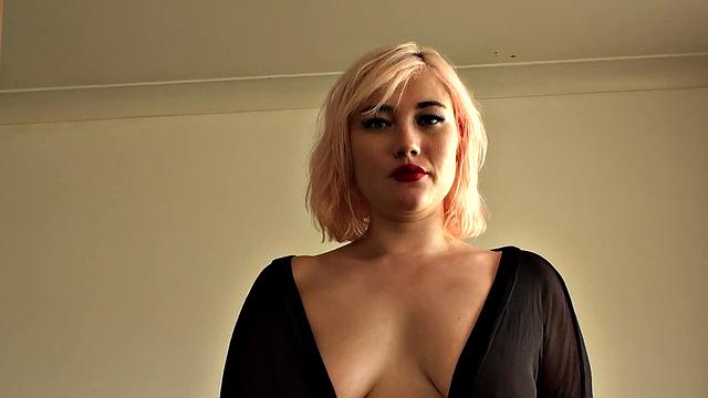 SubSlut Misha Mayfair cums with hand round her throat.