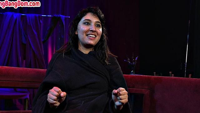 IR submissive babe in red stockings spanked in gangbang