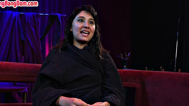 IR submissive babe in red stockings spanked in gangbang