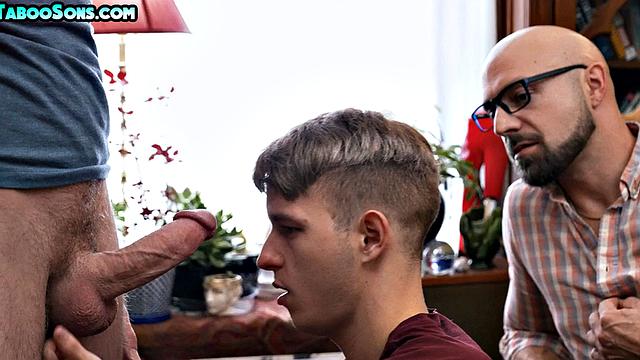 Weird stepdad fucks 3some stepsons in kinky fun