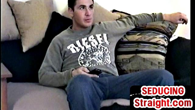 Real vintage straight dude 1st time gets gay at home