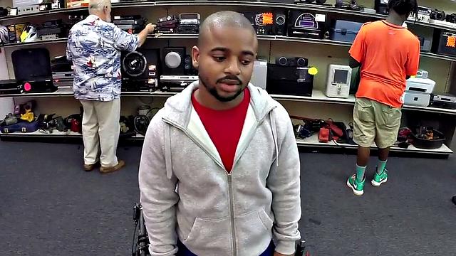 Black pawnshop bottomed in stockroom 3some by owners