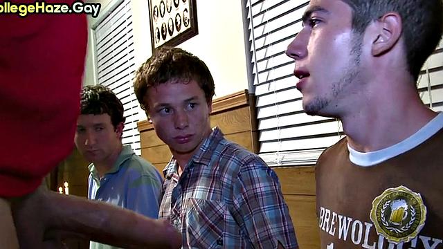 Frat student assfucked at party after giving blowjob