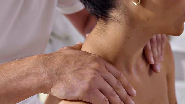 Massaging 21yo babe banged by big dick in wet pussy