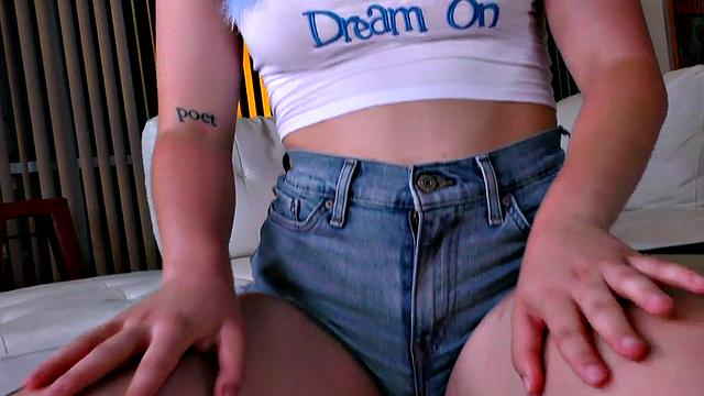 Mischievous blonde teen giving JOI  and getting doggystyled POV