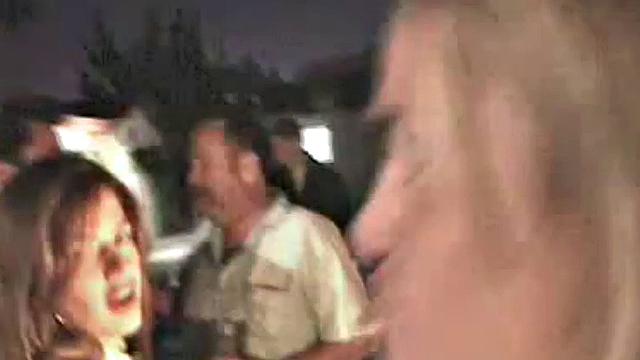 College girls ride dicks as others watch