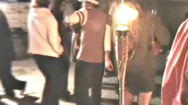 College girls ride dicks as others watch