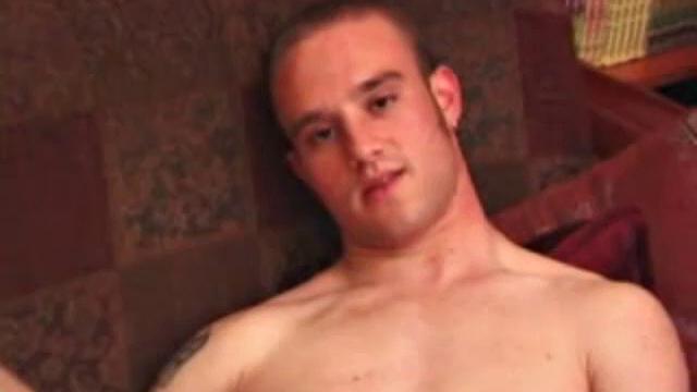 Ethan strips naked and strokes up a stif one, while watching a porn video. After lubing his asshole, he fingers himself and then inserts a dildo. Ethan gives his ass a good workout, before shooting a huge cum load onto his chest.