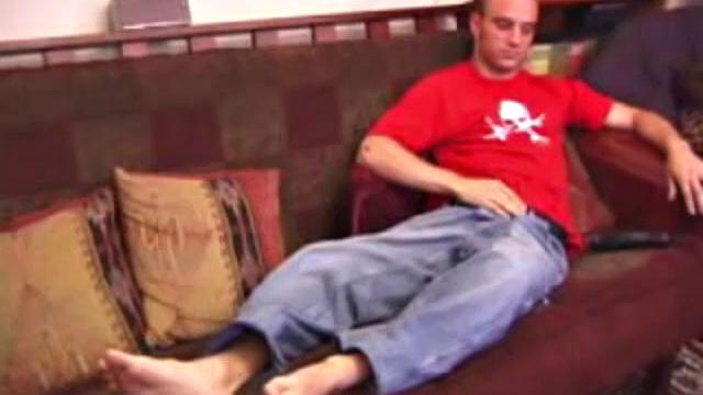 Ethan strips naked and strokes up a stif one, while watching a porn video. After lubing his asshole, he fingers himself and then inserts a dildo. Ethan gives his ass a good workout, before shooting a huge cum load onto his chest.