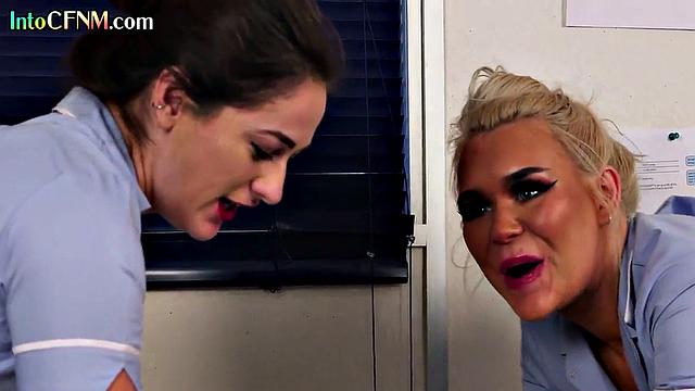 Stunning CFNM babes cocksucking a patient