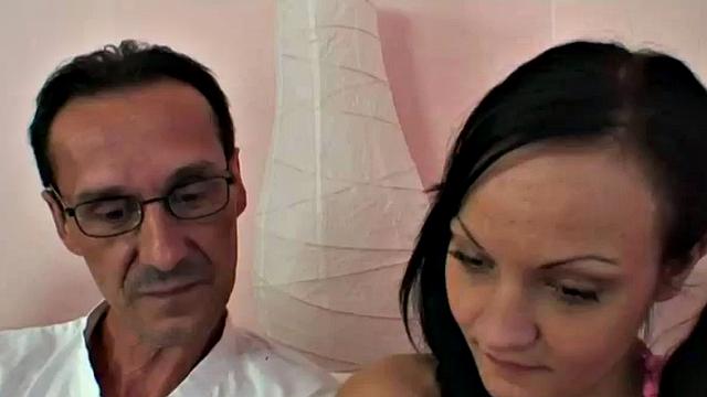 Schoolgirl bangs elderly in threesome