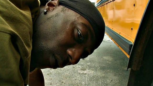 A BBC stud get his bare ass pounded by a massive white cock in a wild interracial parking lot