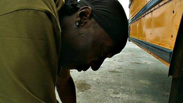 A BBC stud get his bare ass pounded by a massive white cock in a wild interracial parking lot