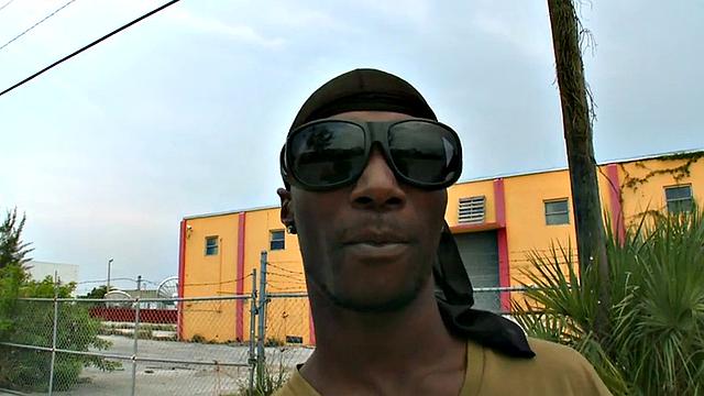 A BBC stud get his bare ass pounded by a massive white cock in a wild interracial parking lot