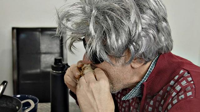 Busty old granny pussyfucked by stud on kitchen surface