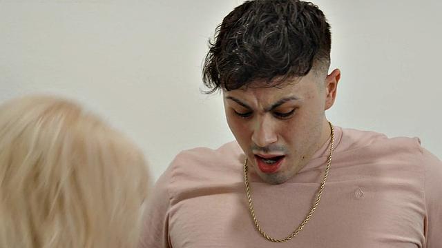 Busty old granny pussyfucked by stud on kitchen surface