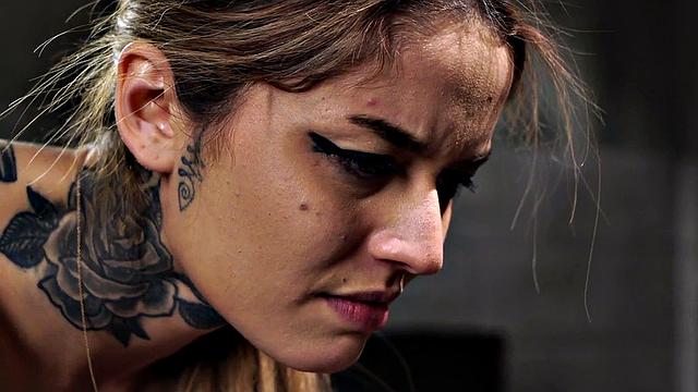 BDSM babe whipped and pussytoyed in predicament bondage session