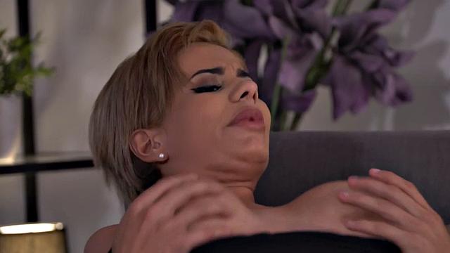 Big titted blonde MILF in lingerie nailed by a horny stud