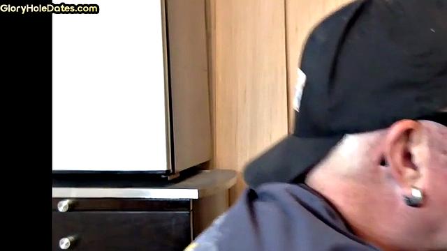 Gloryhole DILF sucks cock in closeup anal sex